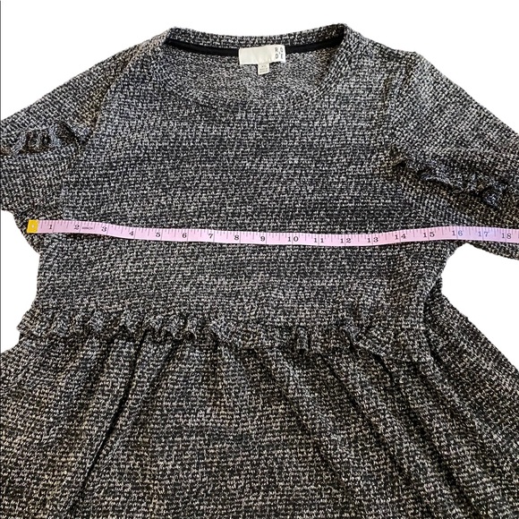 Anthropologie Ro&De Gray Long Sleeve Knit Stella Ruffle Dress, Size XS - Picture 11 of 15